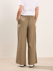 PixieGirl Petite Brown Side Stripe Wide Leg Trousers - Image 3 of 5