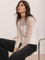 Mint Velvet Cream Sheer Knit Top - Image 2 of 8