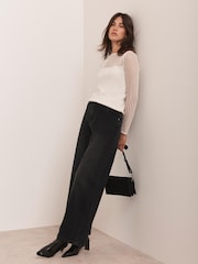 Mint Velvet Cream Sheer Knit Top - Image 3 of 8