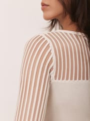 Mint Velvet Cream Sheer Knit Top - Image 6 of 8