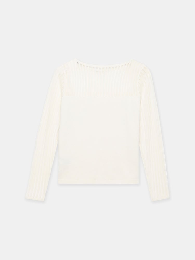 Mint Velvet Cream Sheer Knit Top - Image 8 of 8