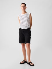 Gap White Stripe Linen Blend Sleeveless Tank Top - Image 3 of 4