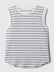 Gap White Stripe Linen Blend Sleeveless Tank Top - Image 4 of 4
