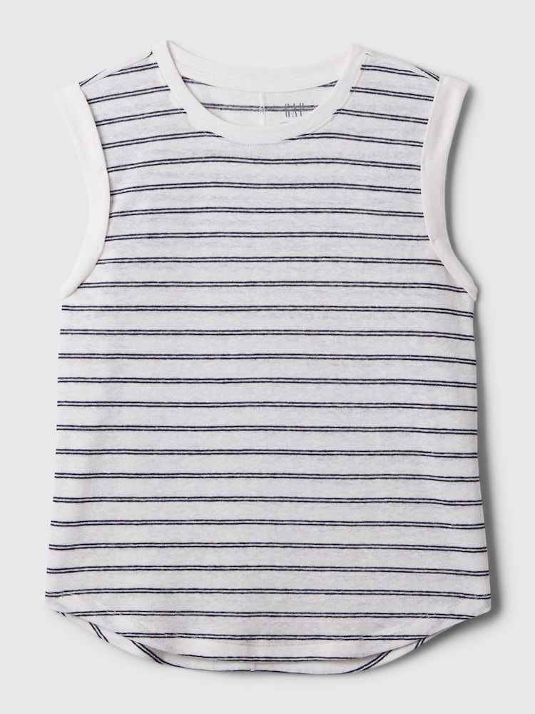 Gap White Stripe Linen Blend Sleeveless Tank Top - Image 4 of 4