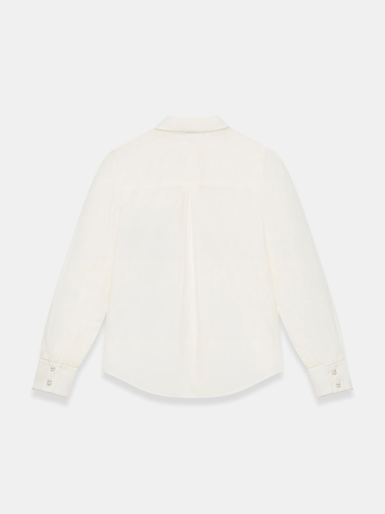 Mint Velvet White Pearl Trim Tie Neck Blouse - Image 8 of 8 Mint Velvet White Pearl Trim Tie Neck Blouse - Image 8 of 8