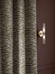 Green/Silver Collection Luxe Heavyweight Cut Velvet Tiger Eyelet Lined Curtains - Image 4 of 5