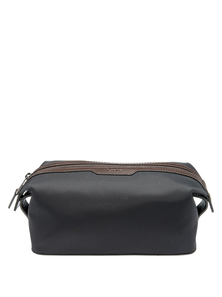 Loake Nylon and Leather Black Washbag - Image 1 of 3