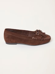FatFace Chocolate Brown Suede Tassel Moccasin - Image 1 of 3