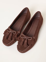 FatFace Chocolate Brown Suede Tassel Moccasin - Image 3 of 3