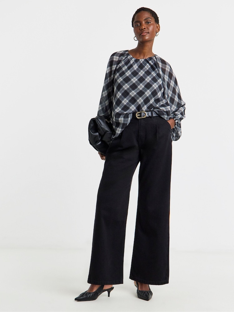 JD Williams Black Voile Volume Sleeve Blouse - Image 1 of 4 JD Williams Black Voile Volume Sleeve Blouse - Image 1 of 4