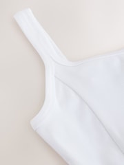 白色 - 方領迷你分層夏季連身裙 - 圖片 2/3