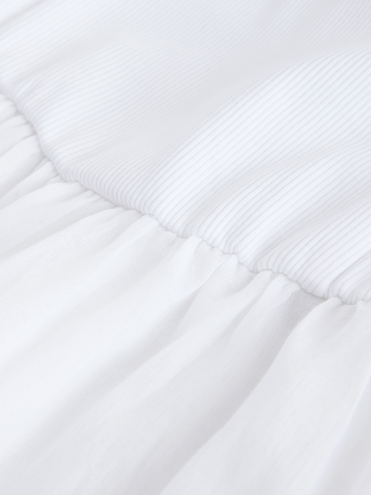 白色 - 方領迷你分層夏季連身裙 - 圖片 3/3