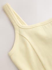 Pastel Yellow Square Neck Mini Tiered Summer Dress - Image 3 of 3