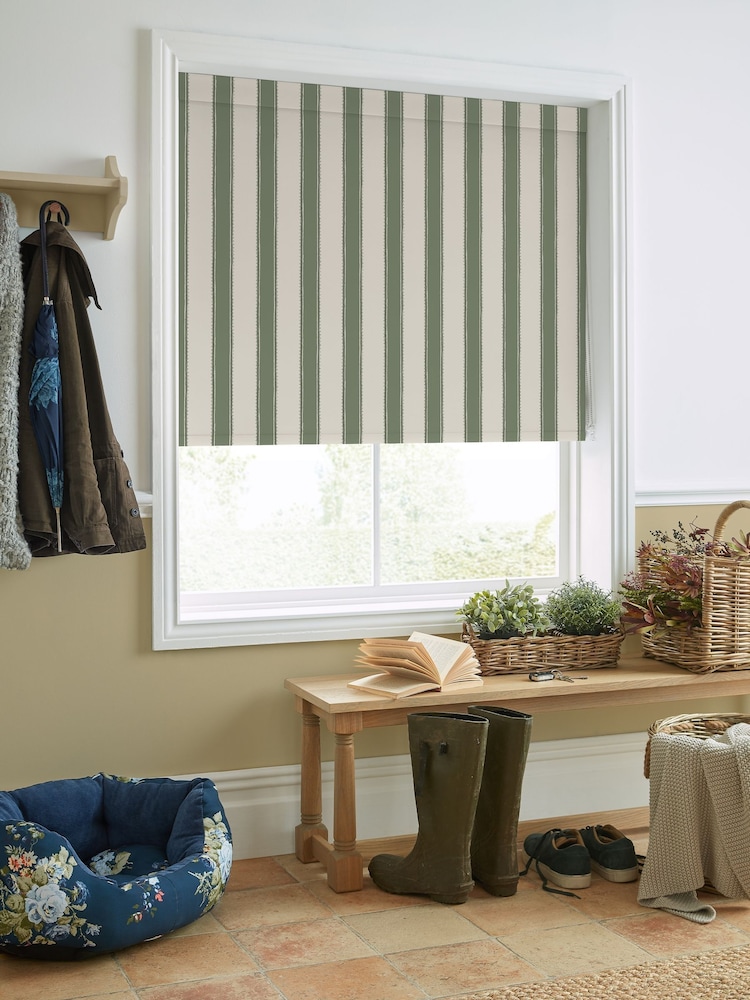 Laura Ashley Green Denwick Stripe Made to Roller Measure - Image 2 of 6