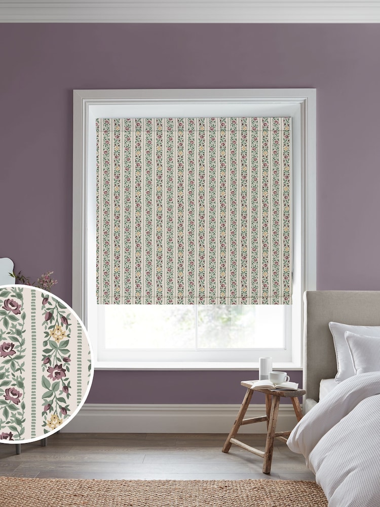 Laura Ashley Dusky Plum Purple Talon Stripe Made to Measure Roman Blinds - Image 1 of 6