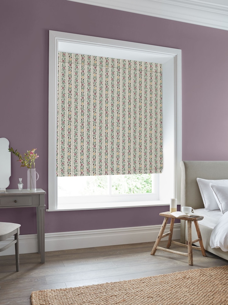 Laura Ashley Dusky Plum Purple Talon Stripe Made to Measure Roman Blinds - Image 2 of 6