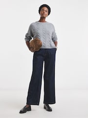 JD Williams Grey Split Hem Cable Jumper - Image 4 of 4