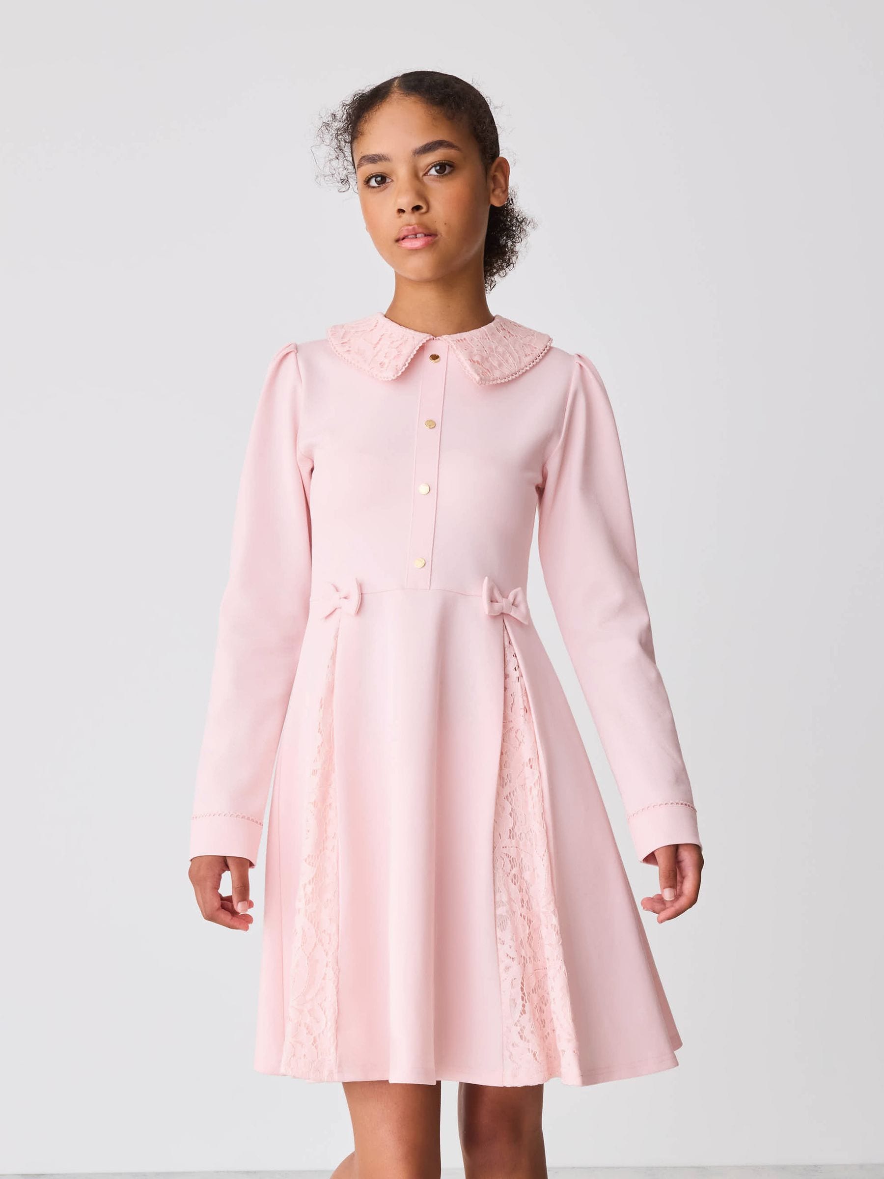Buy Baker by Ted Baker Pink Lace Collar Pleated Ponte Dress from