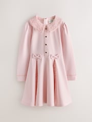 Baker by Ted Baker Pink Lace Collar Pleated Ponte Dress - Image 1 of 7