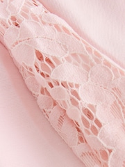 Baker by Ted Baker Pink Lace Collar Pleated Ponte Dress - Image 3 of 7