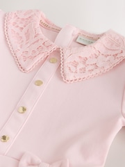 Baker by Ted Baker Pink Lace Collar Pleated Ponte Dress - Image 4 of 7