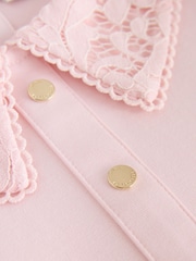 Baker by Ted Baker Pink Lace Collar Pleated Ponte Dress - Image 6 of 7