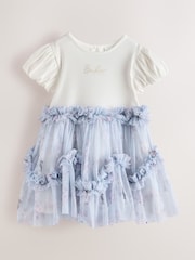 Baker by Ted Baker Pale Blue Floral Ruffle Mesh Tiered Mockable Dress - Image 7 of 12