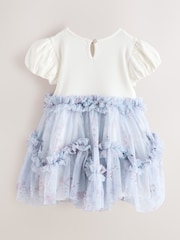 Baker by Ted Baker Pale Blue Floral Ruffle Mesh Tiered Mockable Dress - Image 8 of 12