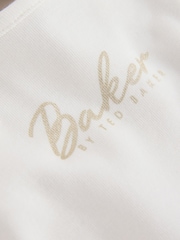 Baker by Ted Baker Pale Blue Floral Ruffle Mesh Tiered Mockable Dress - Image 9 of 12