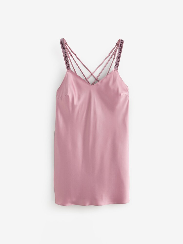 Victoria's Secret Dusk Rose Pink Shine Satin Strappy Back Slip - Image 1 of 3