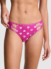 Victoria's Secret Pink Pink Fire Heart Dog Print Cheeky Mini Logo Knickers - Image 1 of 2