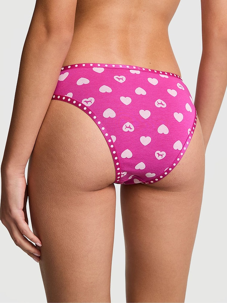 Victoria's Secret Pink Pink Fire Heart Dog Print Cheeky Mini Logo Knickers - Image 2 of 2