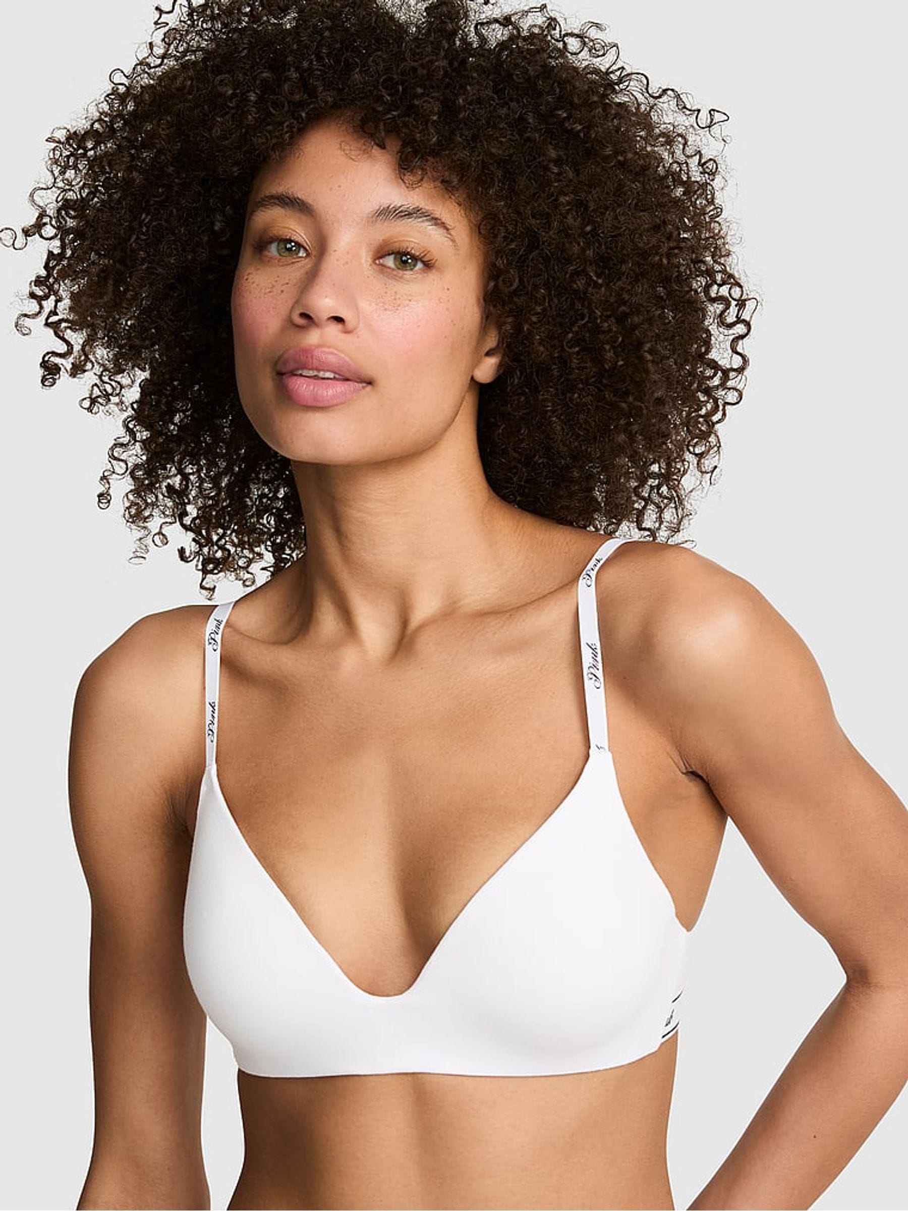 Victoria's Secret PINK White Non Wired Push Up Logo Bra