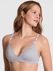 Victoria's Secret Pink Medium Heather Grey Non Wired Lightly Lined Logo Bra - Image 1 of 2