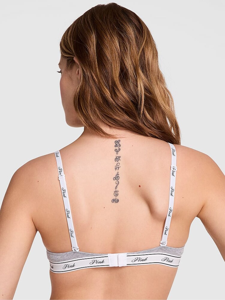 Victoria's Secret Pink Medium Heather Grey Non Wired Lightly Lined Logo Bra - Image 2 of 2