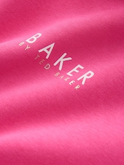 Baker by Ted Baker Fuchsia Pink Baker by Ted Baker Oversized Graphic Hoodie - Image 7 of 10