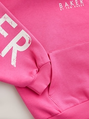 Baker by Ted Baker Fuchsia Pink Baker by Ted Baker Oversized Graphic Hoodie - Image 8 of 10