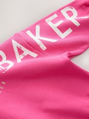 Baker by Ted Baker Fuchsia Pink Baker by Ted Baker Oversized Graphic Hoodie - Image 9 of 10