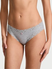 Victoria's Secret Medium Heather Grey Bikini Cotton Lace Waist Knickers - Image 1 of 2