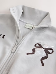 Baker by Ted Baker Grey 2 Piece Cinched Zip Neck Sweat Top & Wide Leg Joggers Set - Image 3 of 6