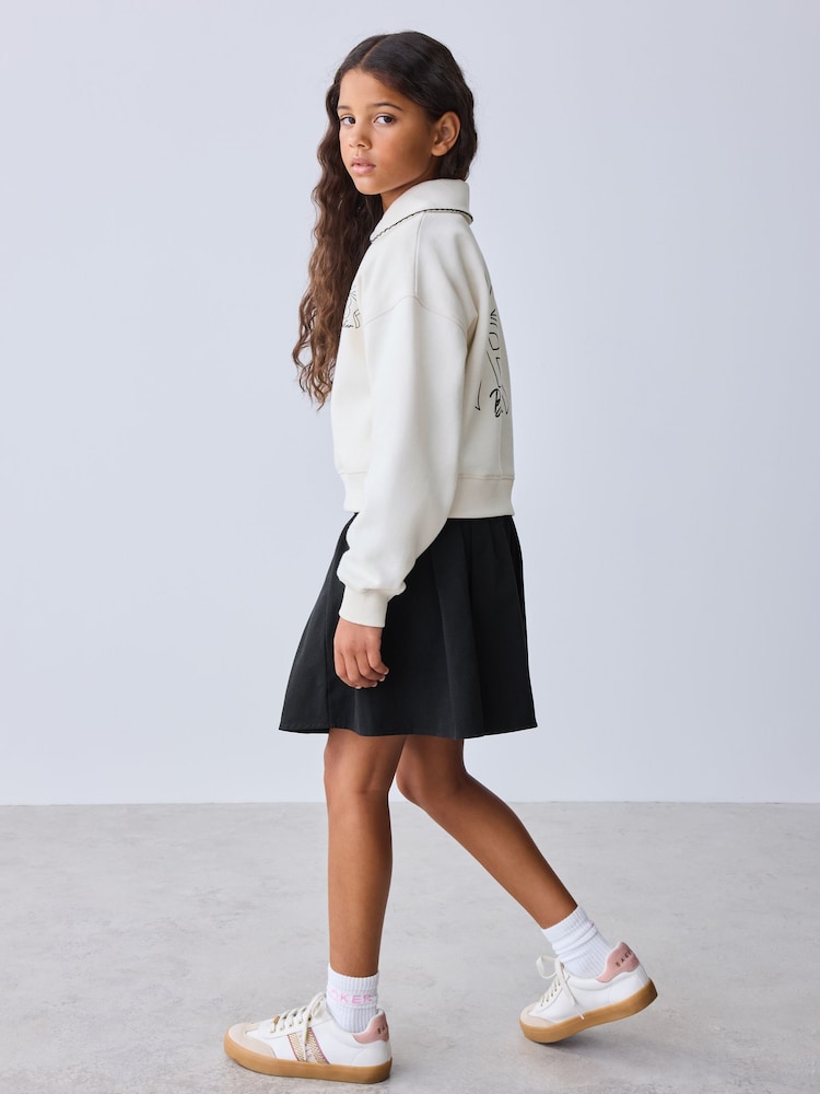 Baker by Ted Baker Cream 2 Piece Collared Sweat Top & Pleated Skirt Set - Image 2 of 13 Baker by Ted Baker Cream 2 Piece Collared Sweat Top & Pleated Skirt Set - Image 2 of 13