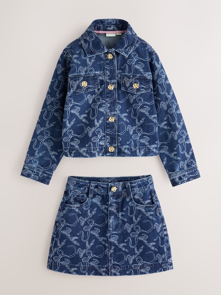 Baker by Ted Baker Monogram 蝴蝶结 牛仔夹克和半身裙套装 - 图片1 / 4