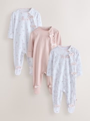 Ніжно-рожевий - Baker by Ted Baker Cotton Printed Sleepsuits 3 Pack - Image 1 of 12