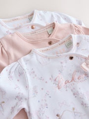 Ніжно-рожевий - Baker by Ted Baker Cotton Printed Sleepsuits 3 Pack - Image 6 of 12
