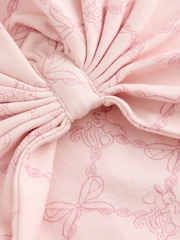 Baker by Ted Baker Pink 3 Piece Bodysuit, Monogram Printed Leggings & Turban Set - Image 11 of 13