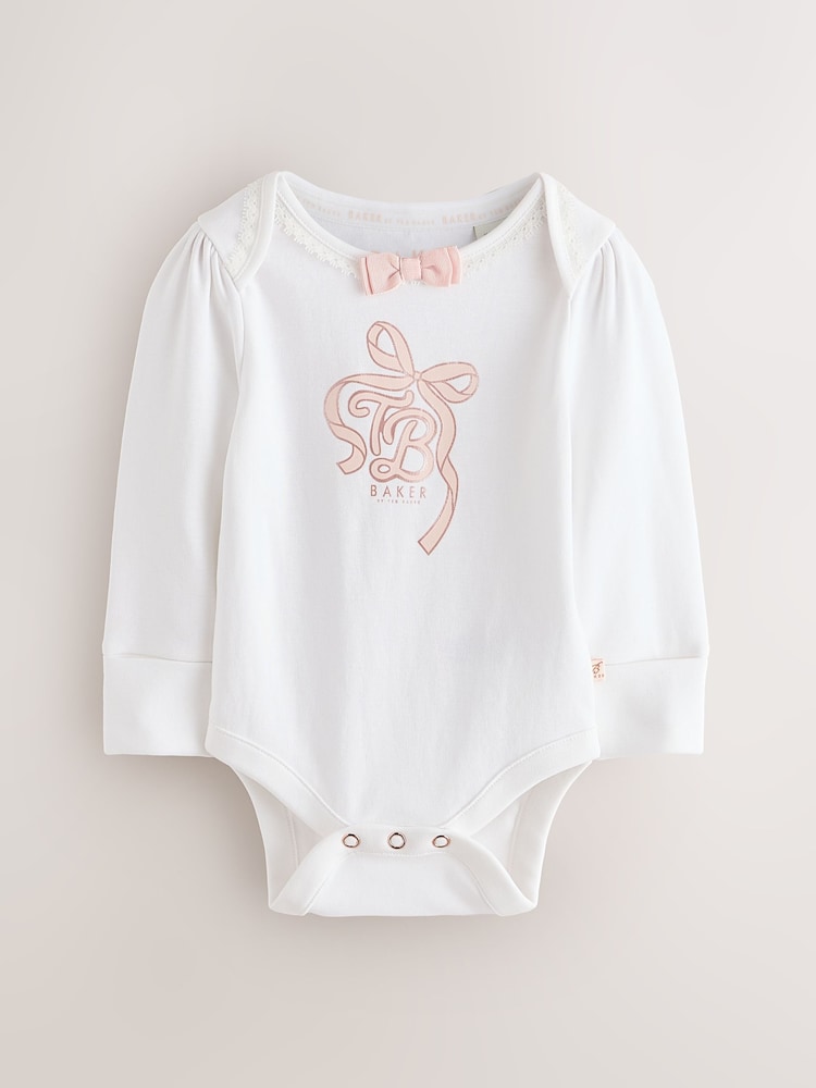 Baker by Ted Baker Pink 3 Piece Bodysuit, Monogram Printed Leggings & Turban Set - Image 2 of 13 Baker by Ted Baker Pink 3 Piece Bodysuit, Monogram Printed Leggings & Turban Set - Image 2 of 13