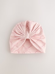 Baker by Ted Baker Pink 3 Piece Bodysuit, Monogram Printed Leggings & Turban Set - Image 3 of 13