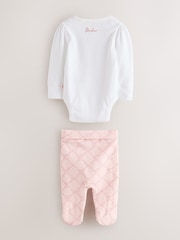 Baker by Ted Baker Pink 3 Piece Bodysuit, Monogram Printed Leggings & Turban Set - Image 4 of 13
