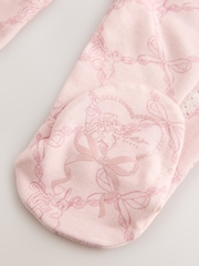 Baker by Ted Baker Pink 3 Piece Bodysuit, Monogram Printed Leggings & Turban Set - Image 5 of 13