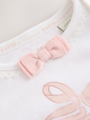 Baker by Ted Baker Pink 3 Piece Bodysuit, Monogram Printed Leggings & Turban Set - Image 6 of 13